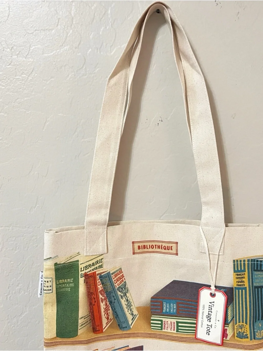 Cavallini Papers & Co Canvas Library Books Vintage Tote Bag
